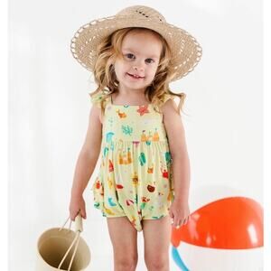 NIB/NWT Kiki + Lulu Bamboo Beaches N’ Dreams Ruffled Bubble Romper 12-18 Months